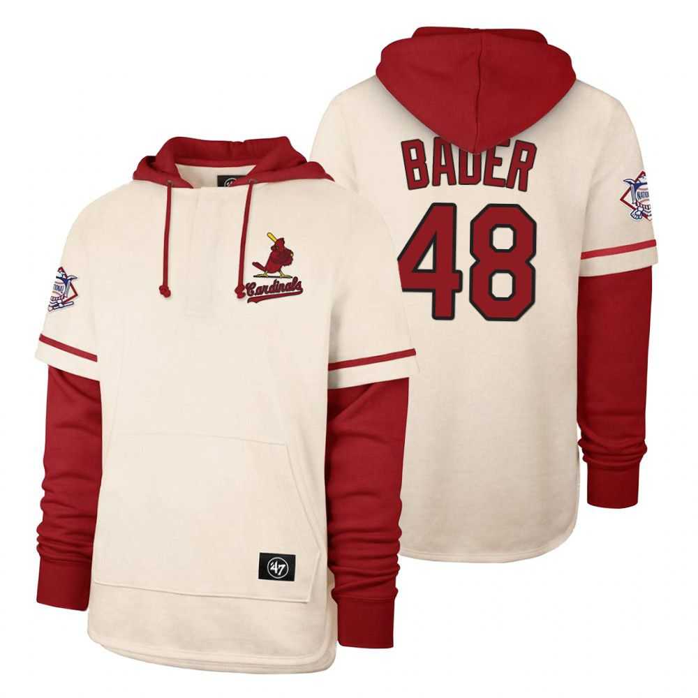 Men St.Louis Cardinals 48 Bader Cream 2021 Pullover Hoodie MLB Jersey